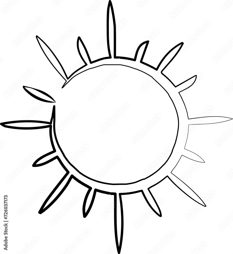 Sun symbols hand drawn. Summer icon design
