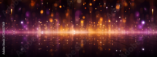 An abstract background with shiny glitter gold and purple confetti sprinkled all over 