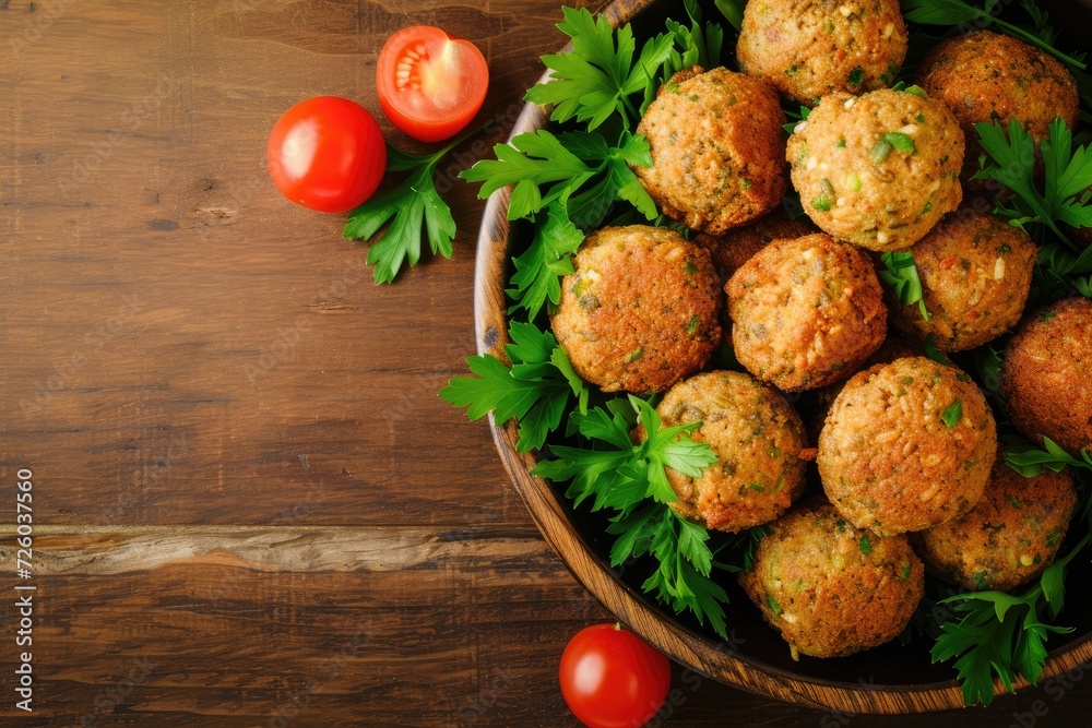 falafel on wooden surface falafel on wooden surface