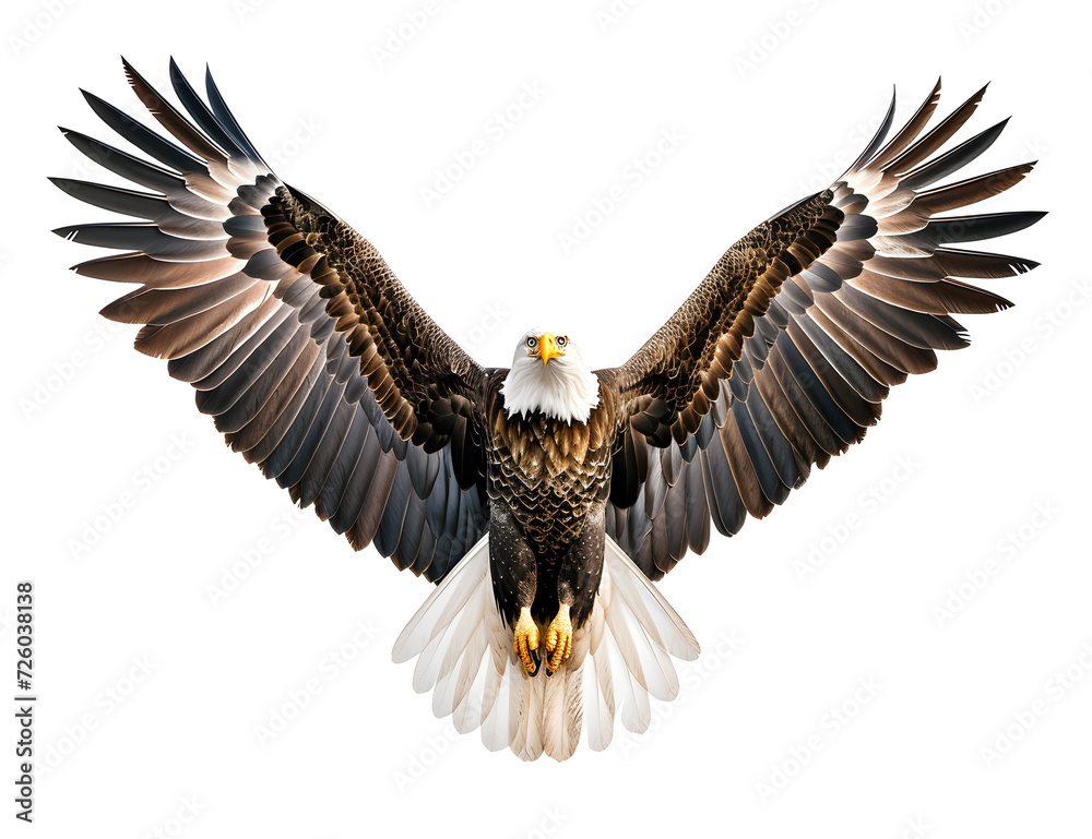 Fototapeta premium a bald eagle flying with its wings spread