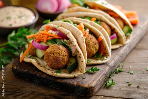 Vegetable and falafel in pita bread