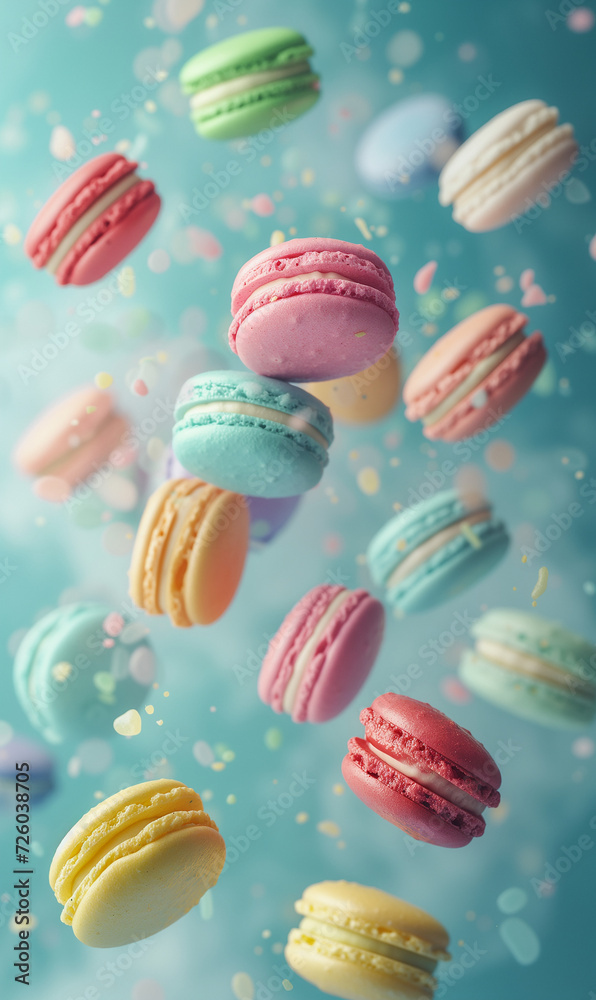 Obraz premium different colored flying against a mint background