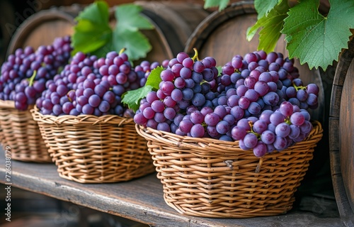 grapes for wine in baskets,