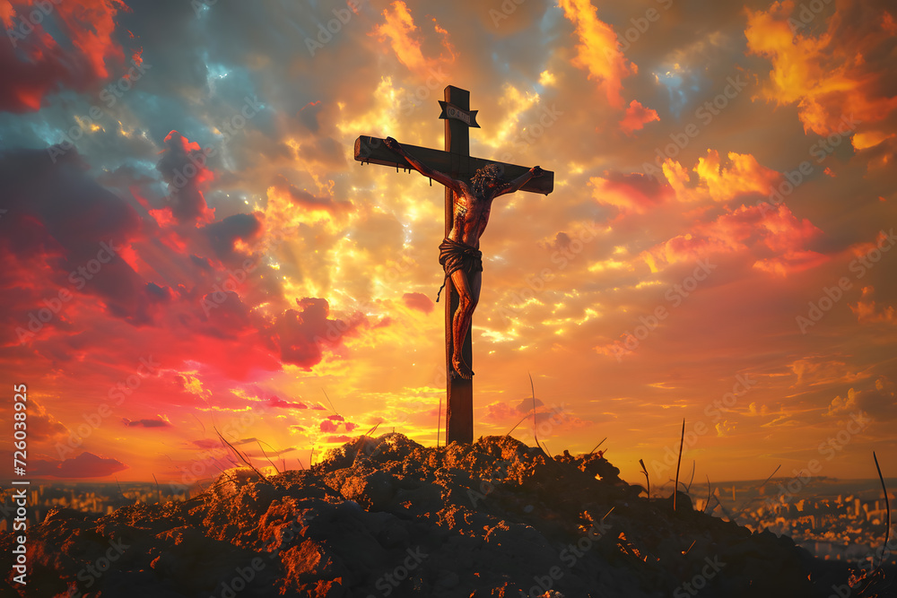 Crucifixion Of Jesus Christ On The Cross Stock Illustration Adobe Stock