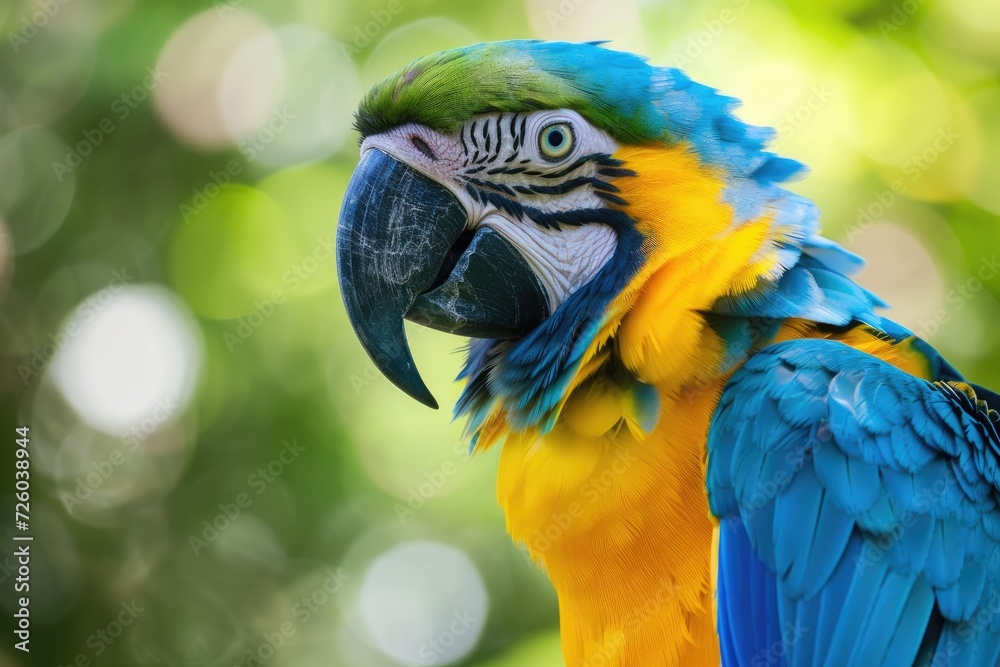 Colorful macaw bird face up close in safari South Africa Colorful macaw bird face up close in safari South Africa