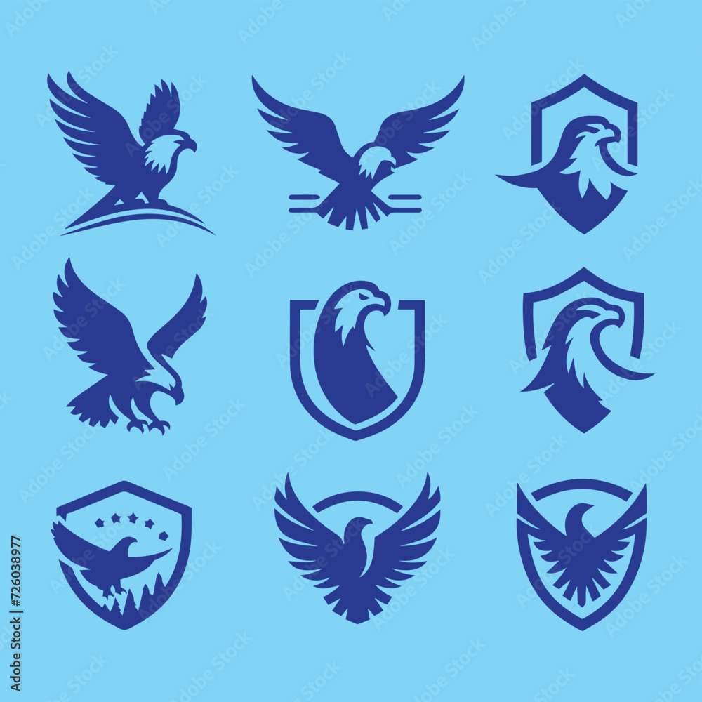 Obraz premium Vector Eagle wings logo icon set design template.