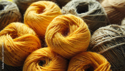 close up of yellow yarn