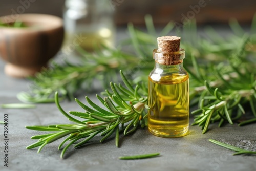 Fresh rosemary twigs infused in natural essential oil