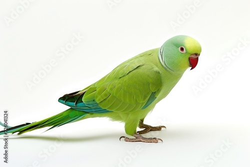Indian ringneck parrot on white background photo