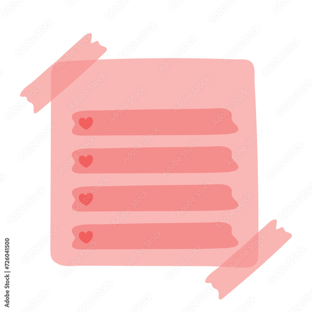 Cute Bullet Journal Goal Planner Template To Do List in Pink Pastel with Washi Tape Vector Illustration Cute Bullet Journal Goal Planner Template To Do List in Pink Pastel with Washi Tape Vector Illustration