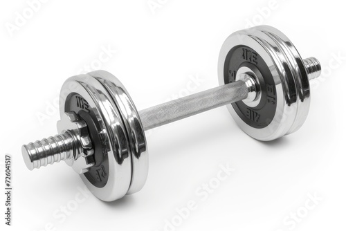 Isolated white background with clips to support chrome plated dumbbell bar set