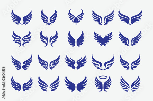Vector Eagle wings logo icon set design template.
