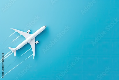 Blue background with white flight path blank space available © VolumeThings