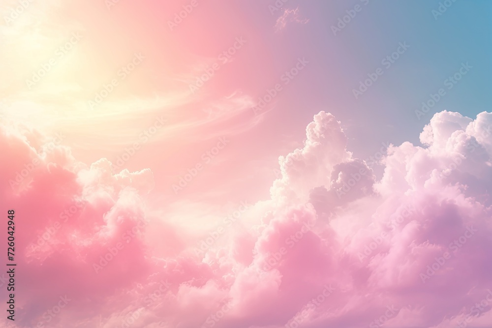 Soft blurred pastel sky with a pink hue serving as a background for a Valentine themed scene or wallpaper