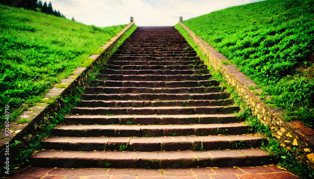 Success. Stairs. Achievement. Progress. Ambition. Career Growth. Goals. Ascent. Climbing. Motivation. Pathway. Leadership. Upward. Business Concept. Stepping Stones. Future. AI Generated.