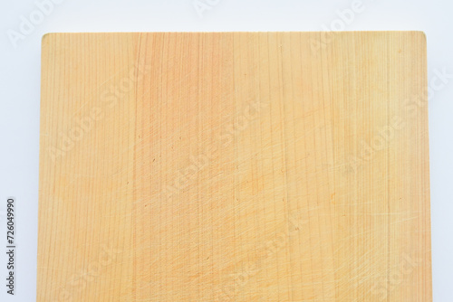 wooden cutting board isolated on white background, plank wood in the kitchen