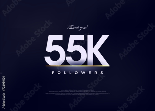 Simple and fancy design greeting to 55k followers, Premium vector background for achievement celebration design.