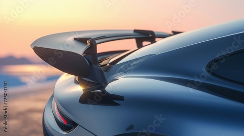 On the other hand a modern cars rear spoiler is shown in detail demonstrating its role in reducing turbulent airflow and improving the vehicles handling at high speeds.