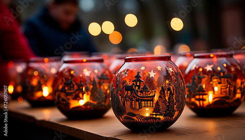 Glowing lanterns illuminate the night, celebrating indigenous cultures generated by AI photo