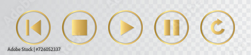 Play start repeat next. Media player button icon set. Vector illustration isolated on white background