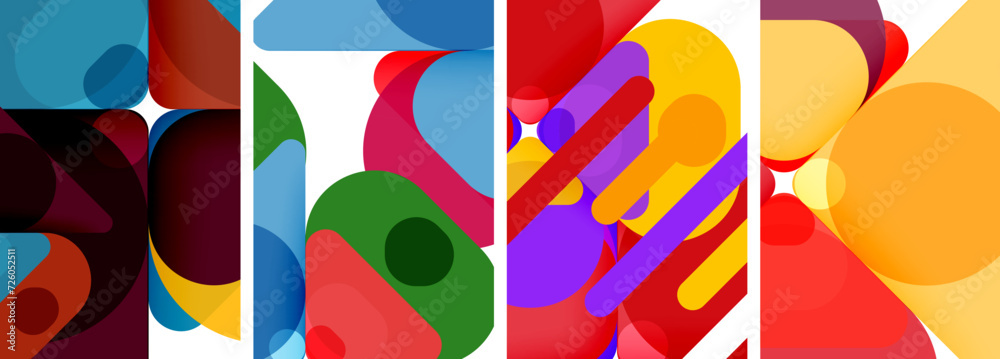 Colorful bright geometric abstract compositions for wallpaper, business card, cover, poster, banner, brochure, header, website