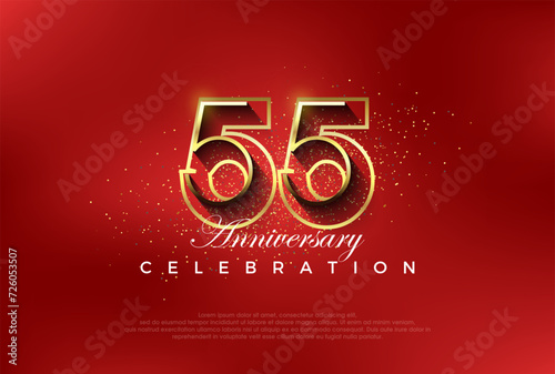 line art number with golden fancy 55th numeral. Premium vector for poster, banner, celebration greeting. photo