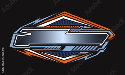 Blank border racing logo. Technology digital banner. Futuristic techno border
