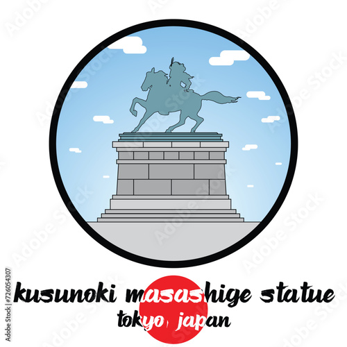 Circle icon line Kusunoki Masashigei statue. vector illustration