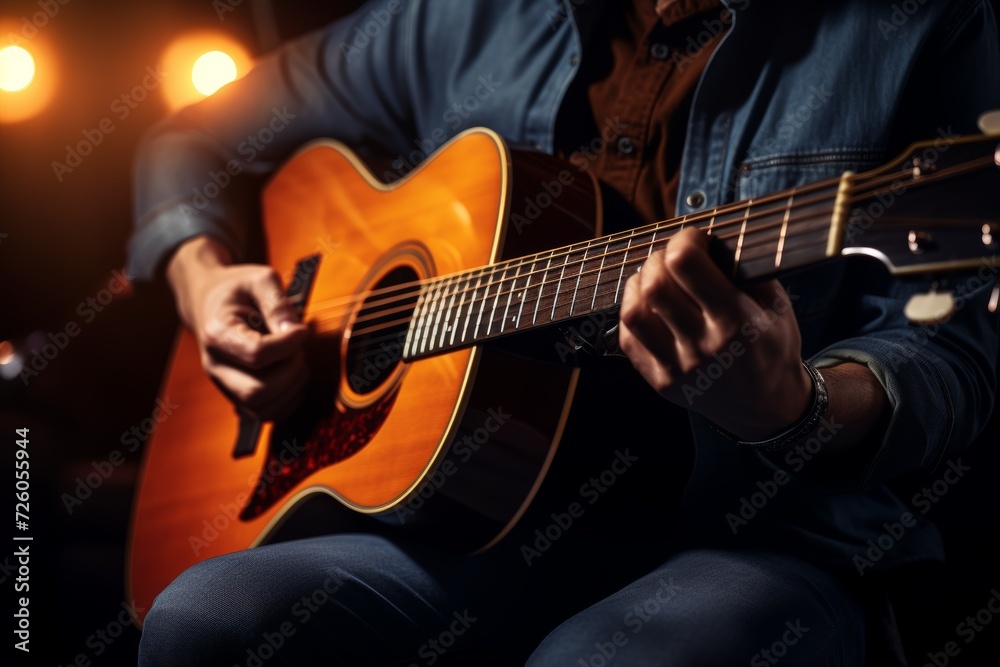 Obraz premium Man Playing Acoustic Guitar.