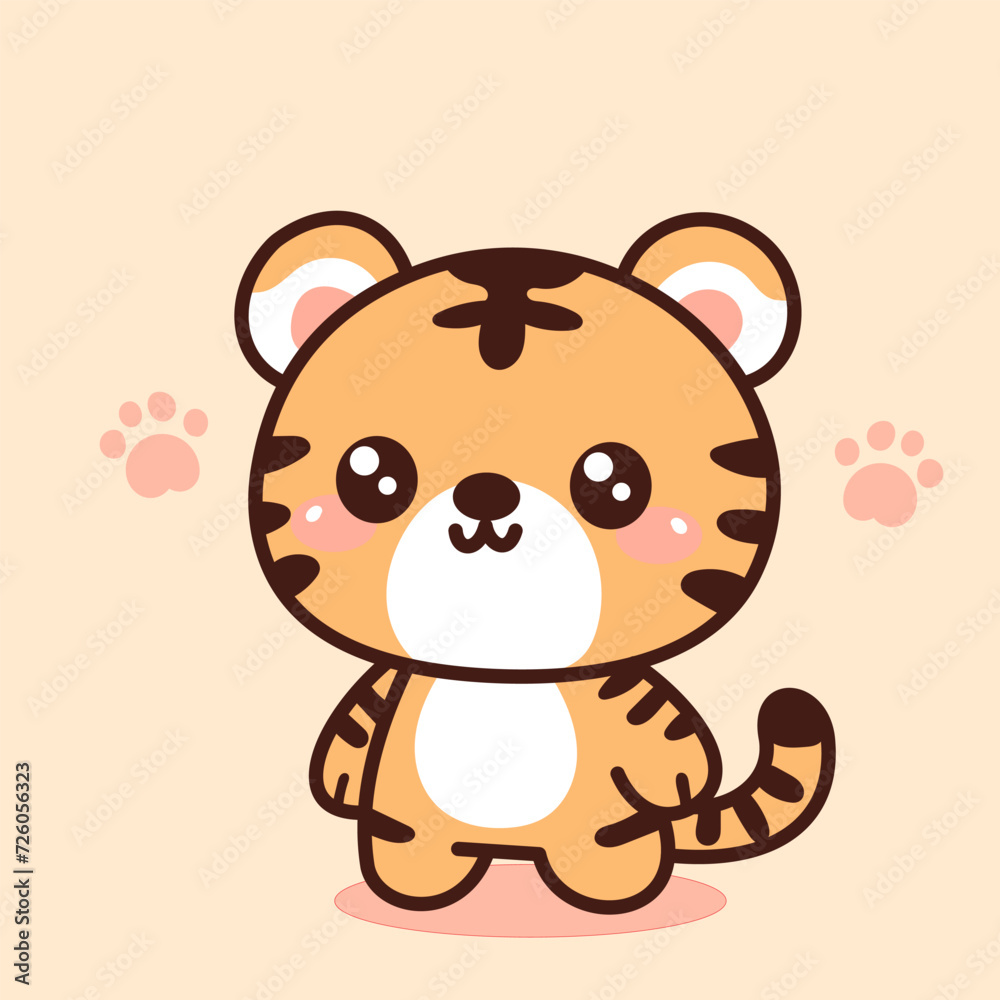 Naklejka premium Vector Cute Tiger Mascot cartoon