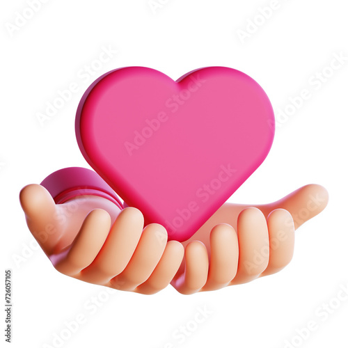 Hand Holding Heart 3d illustration
