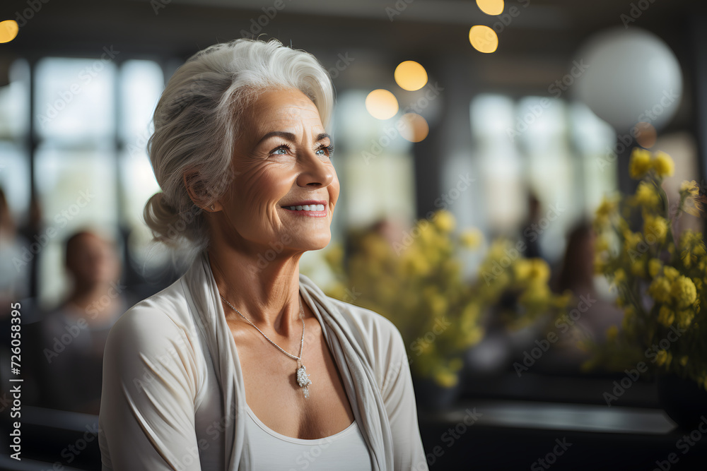 portrait of an active elderly woman in the fitness room portrait of an active elderly woman in the fitness room