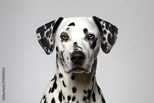 Portrait of a Dalmatian dog on a light background. nature and pets © photosaint