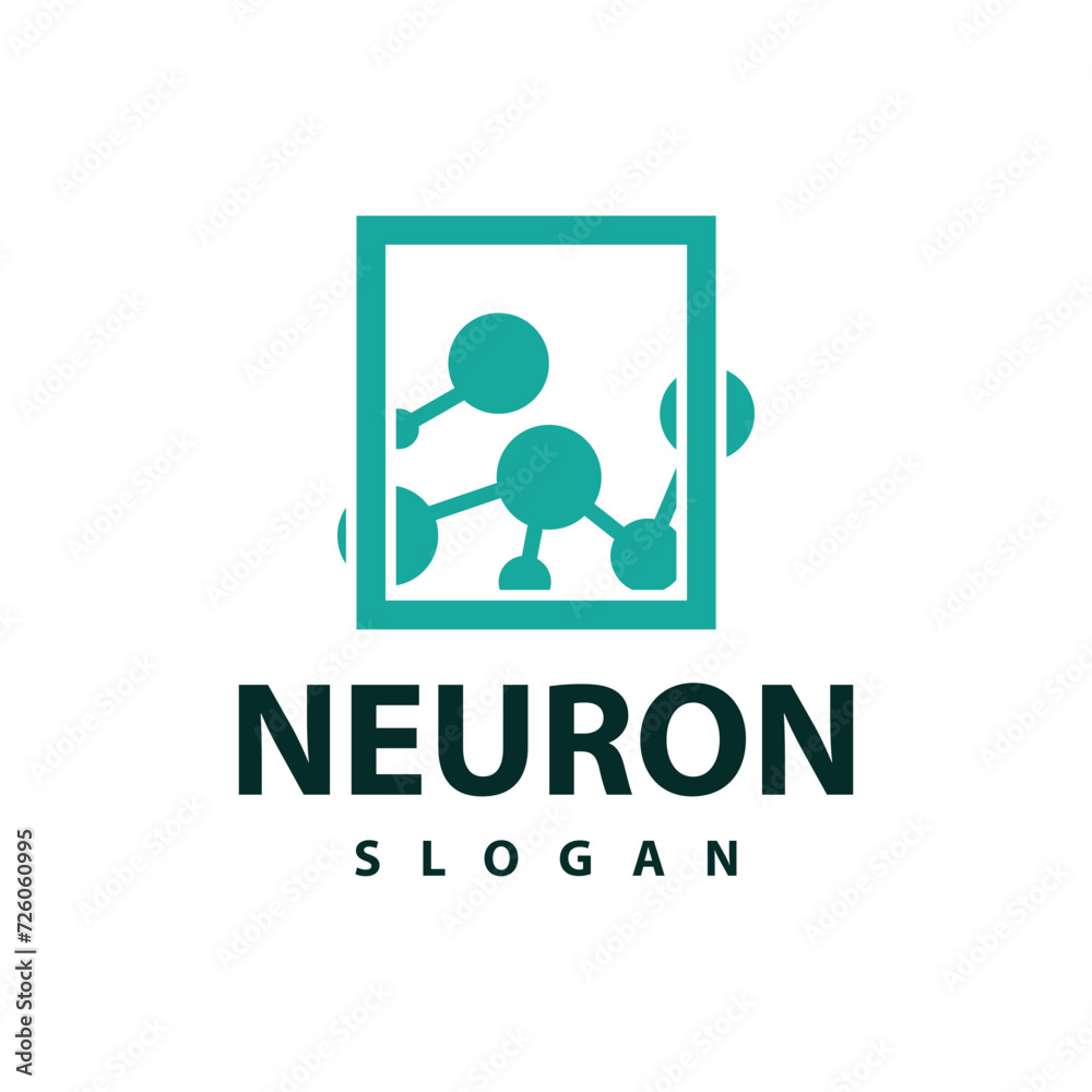 Neuron logo simple design network cel technology particles template Illustration