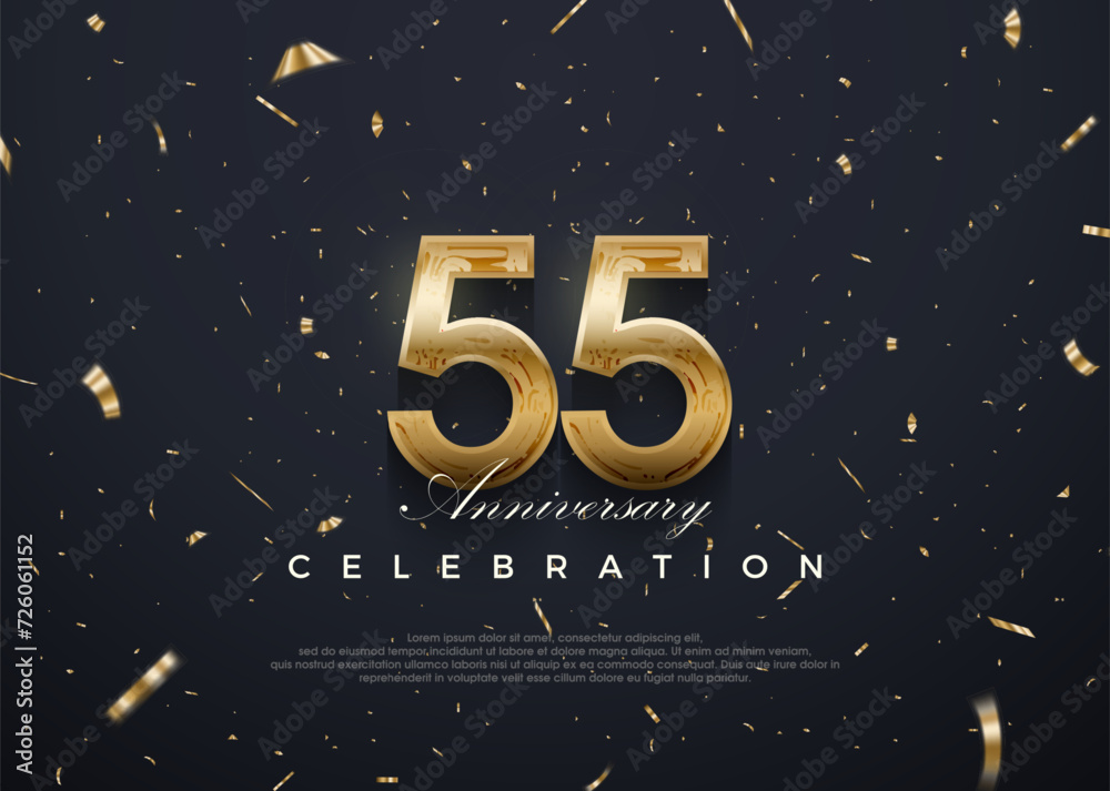 55th anniversary celebration, vector 3d design with luxury and shiny ...