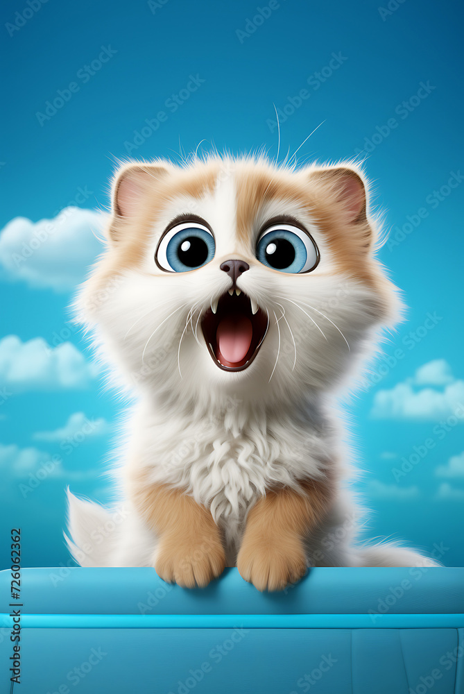 cute white cat on blue background animal illustration cute white cat on blue background animal illustration