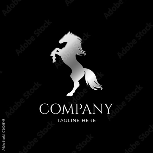 Metalic prancing horse logo vector icon illustration
