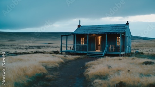 wooden cabin in an icelandic landscape