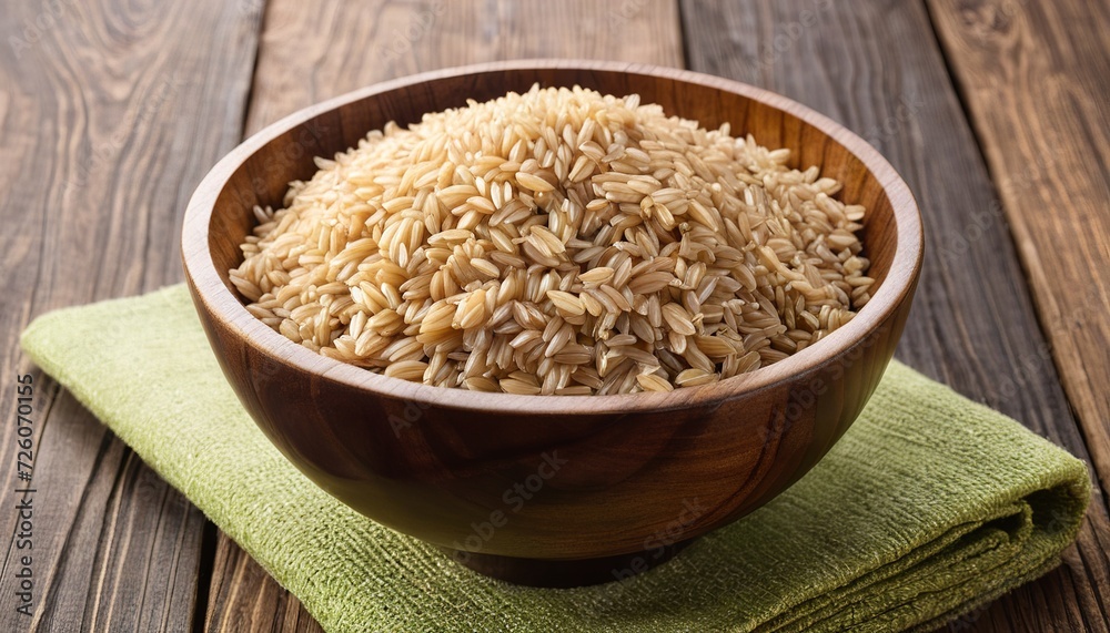 Healthy Diet Nutrition: Brown Rice in Wood Bowl Healthy Diet Nutrition: Brown Rice in Wood Bowl