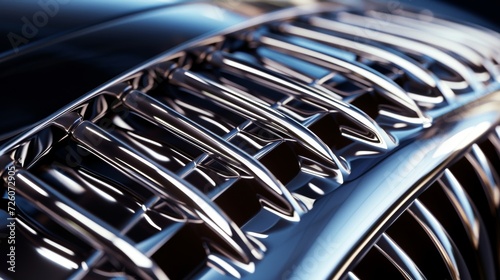 Closeup shots showcase the precise construction of the grille with each metal bar perfectly aligned and secured to create a seamless and polished appearance.
