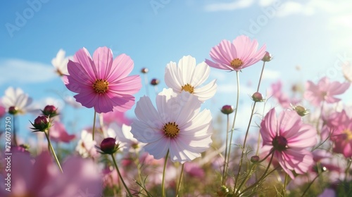 Beautiful cosmos flowers blooming in garden © kashif 2158
