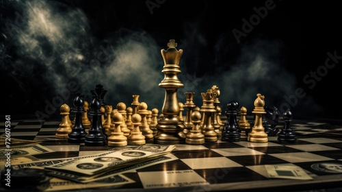 Chess dollar currency battle, world economic crisis background wallpaper.