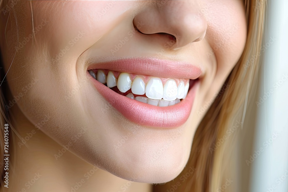 Fototapeta premium young woman with a perfect, healthy teeth smile. A captivating image capturing dental health and the beauty of a confident