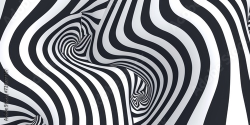 Optical illusion pattern, with black and white stripes warping and twisting, challenging perception and focus