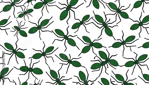 Modern Flat Style Vector Illustration of Green Ant Line Pattern