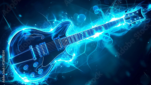 neon electric blue guitar