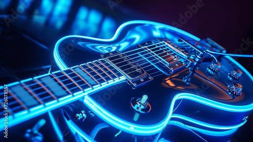 neon electric blue guitar