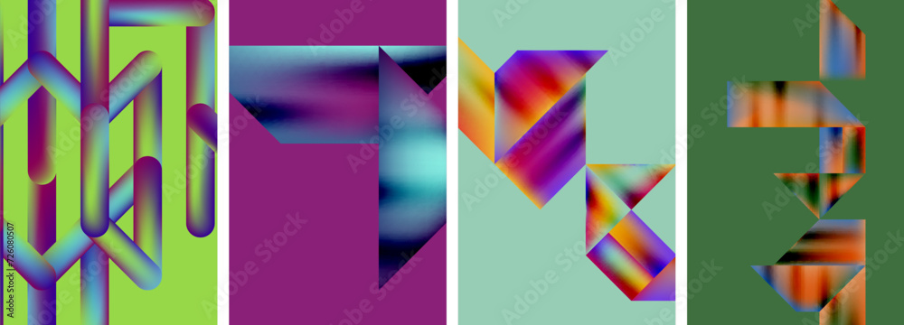 Set of abstract geometric posters. Abstract backgrounds for wallpaper, business card, cover, poster, banner, brochure, header, website