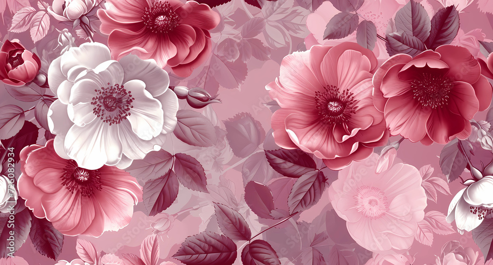 background color pinks and whites with pink flowers