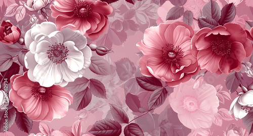 background color pinks and whites with pink flowers © Sticker Me